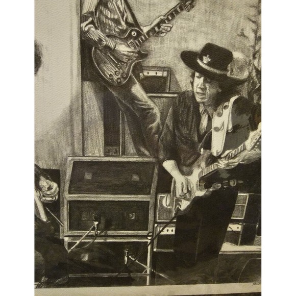 Hendrix Vaughn Allman Fantasy Jam Signed Phil Kutno Artist Lithograph Numbered - Picture 2 of 16